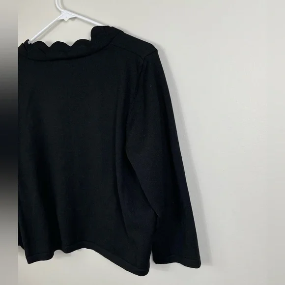 Nina Leonard Scallop Hem Bolero Black Cardigan Women's Event Classic Size 1X - Picture 10 of 13